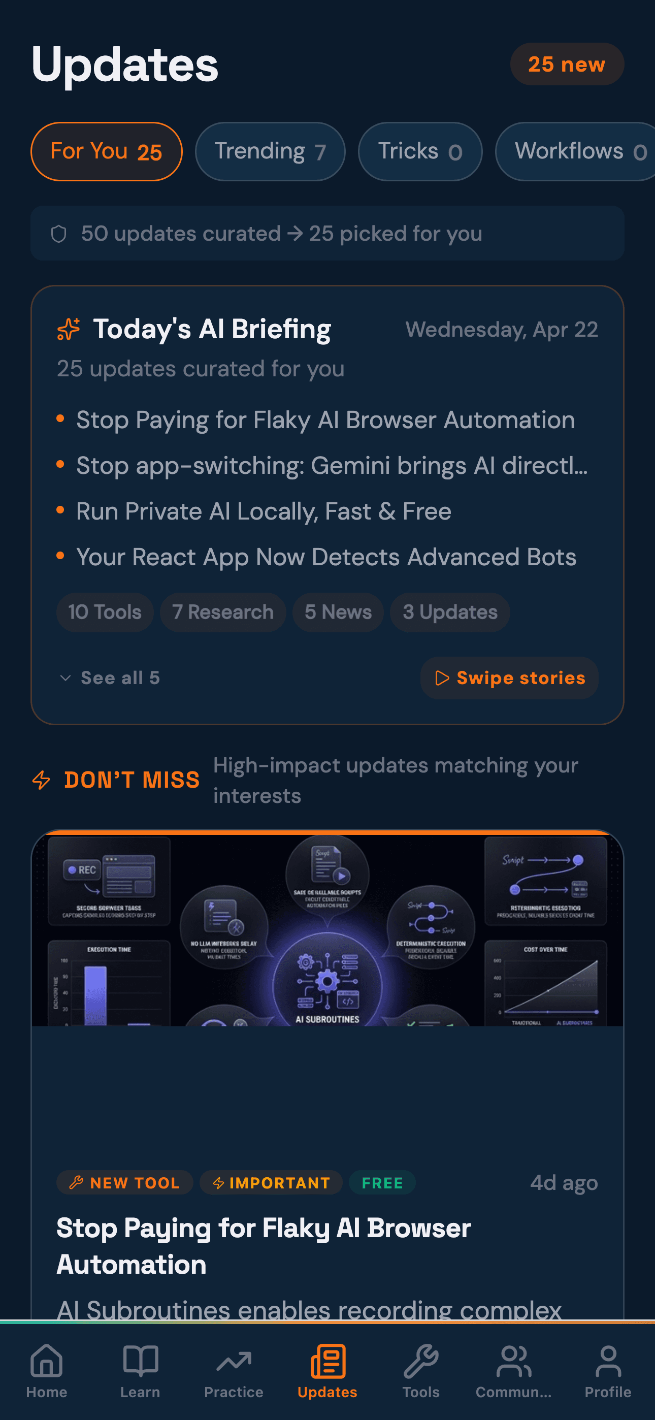 WiseAI Updates — 25 personalized AI updates daily, curated for you
