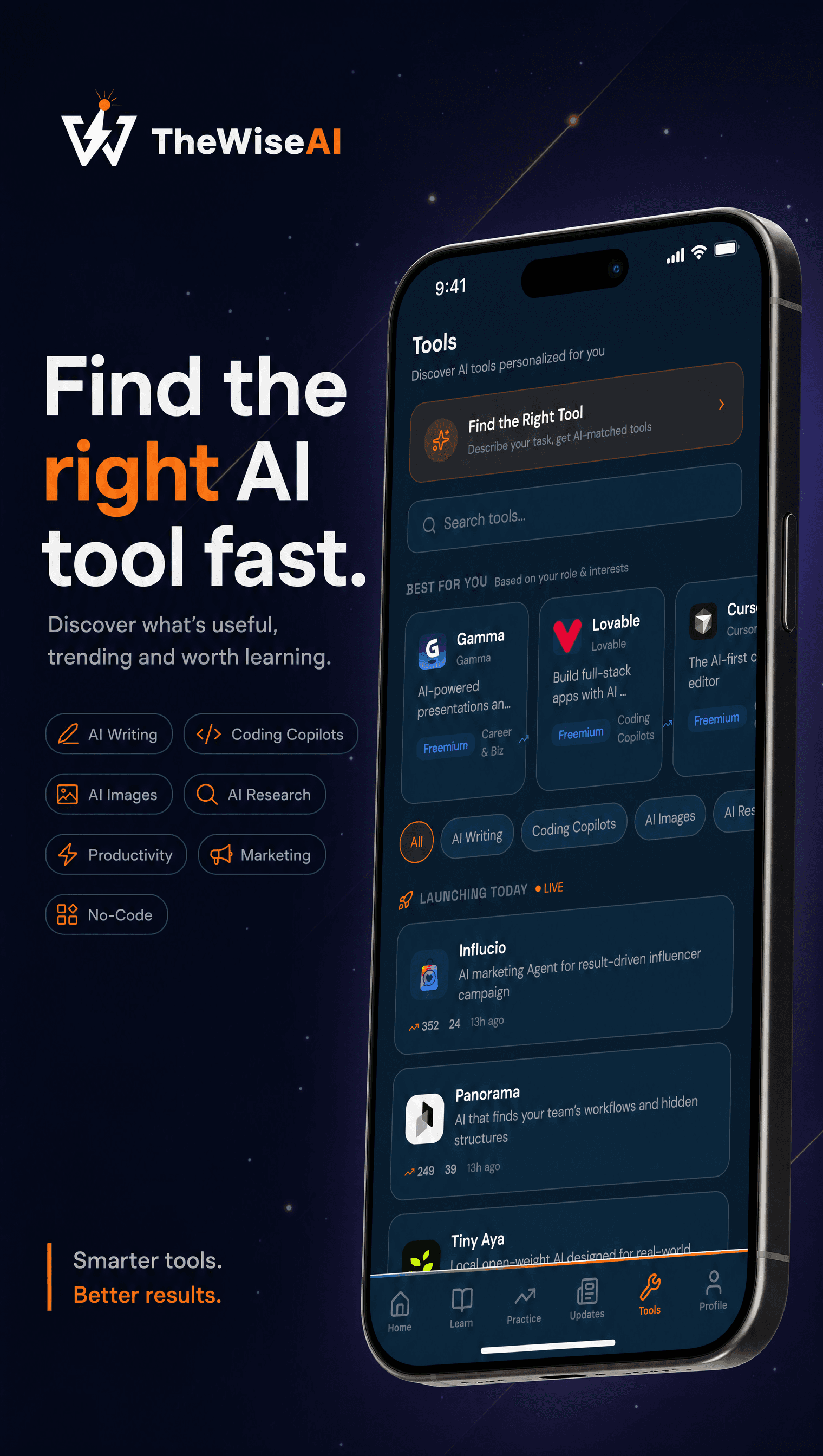 WiseAI Tools — find the right AI tool fast, matched to your task