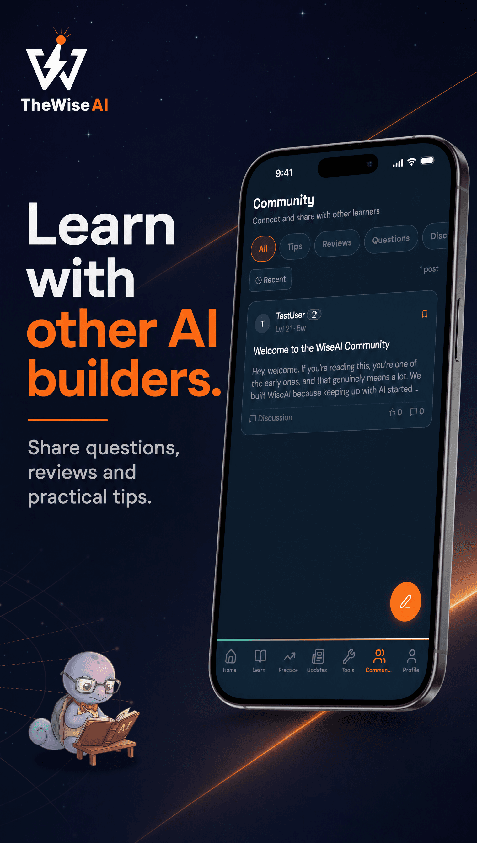 WiseAI Community — learn with other AI builders through tips, reviews, and discussions